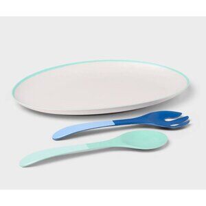 Sun Squad 18" Oval Serve Platter with Utensils- 3 Pieces